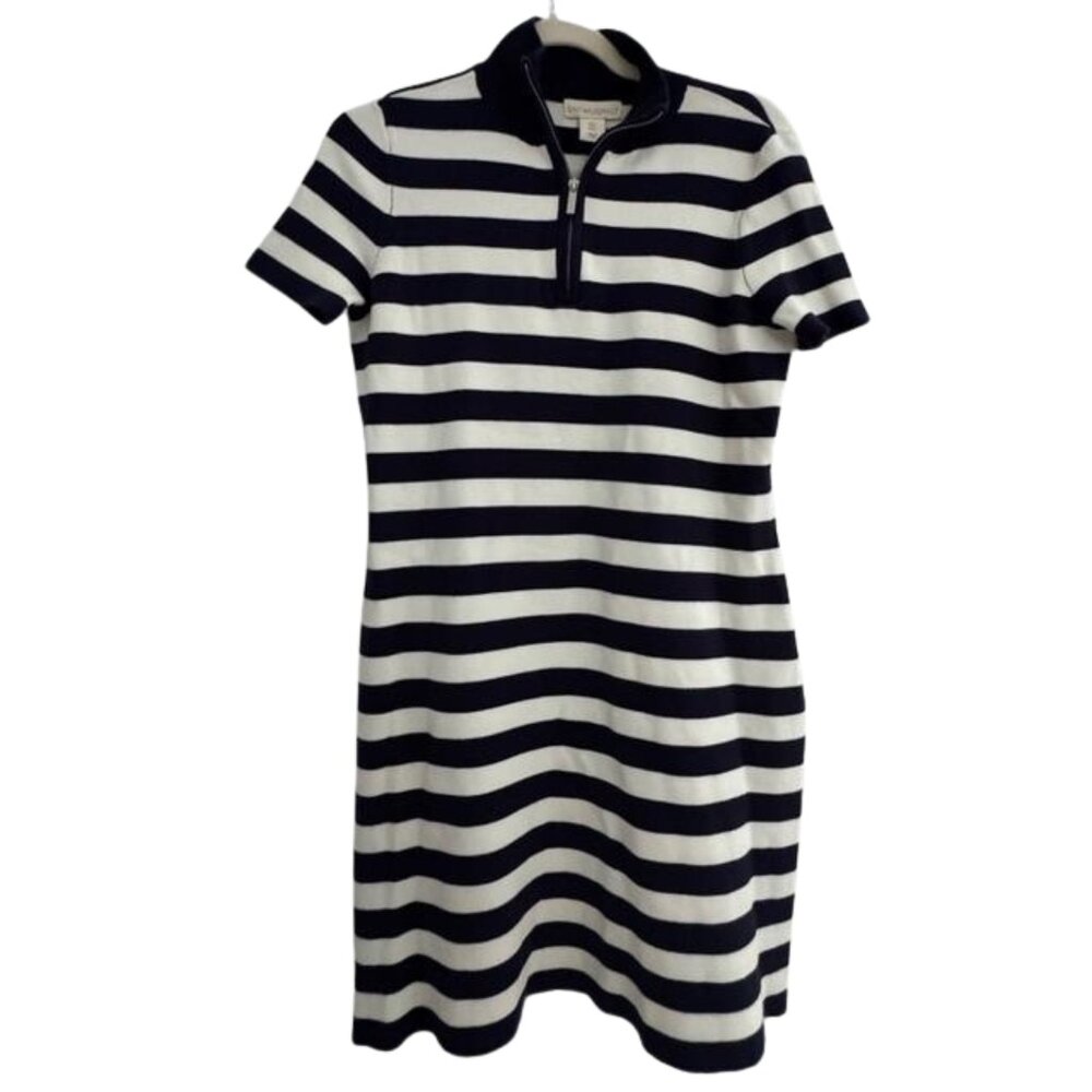 Cynthia Rowley  Blue and White Navy and White Striped Knit Dress  Small